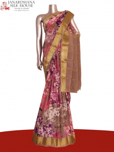 Pure Floral Zari Crepe Silk Saree